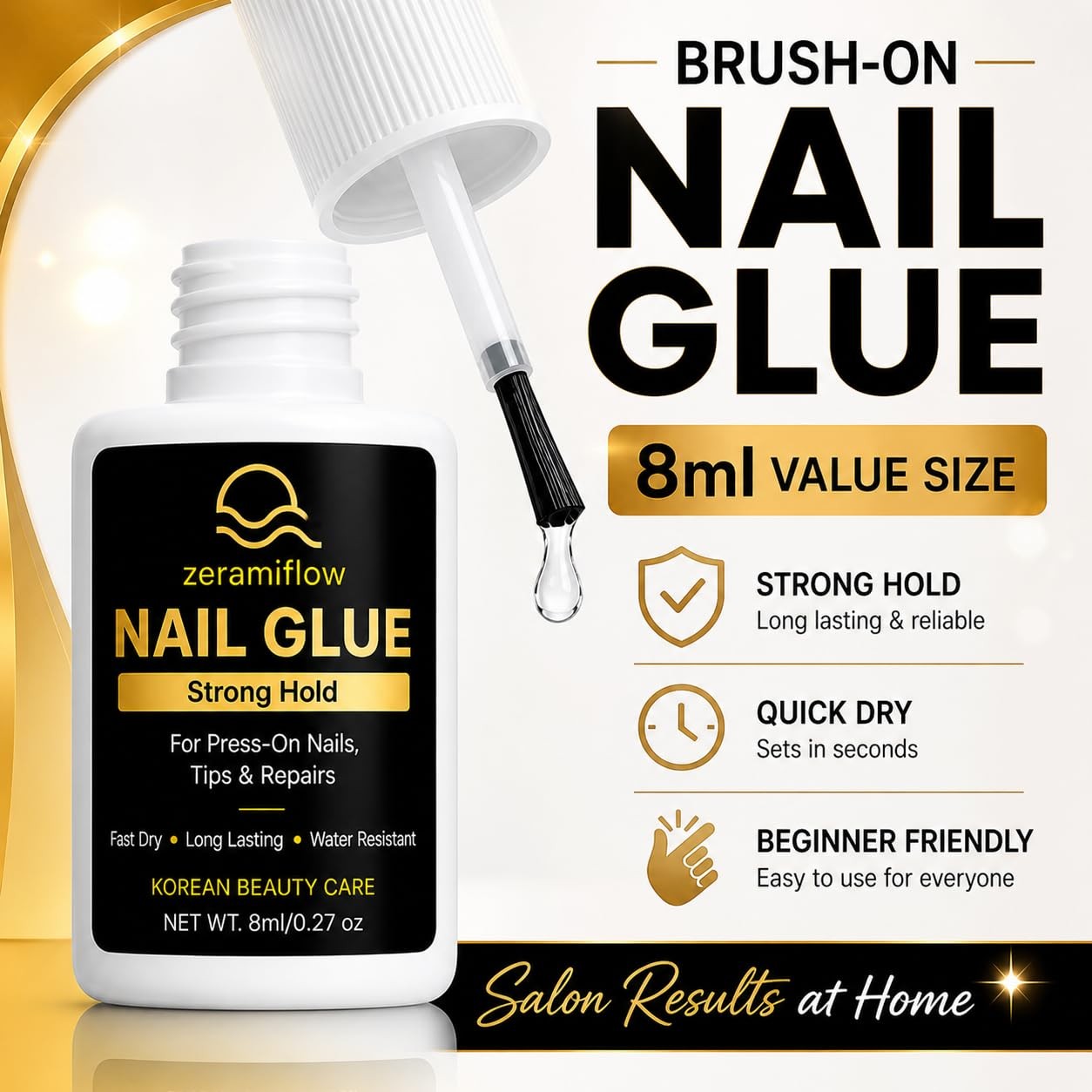 Brush-On Nail Glue for Press On Nails – Strong Hold Quick Dry Nail Glue with …