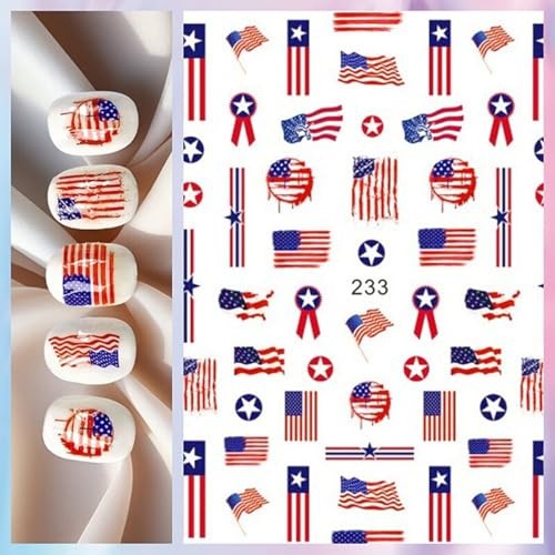 4th of July Nail Sticker for Art Self Art Self Adhesive Indenpendece Day Nail