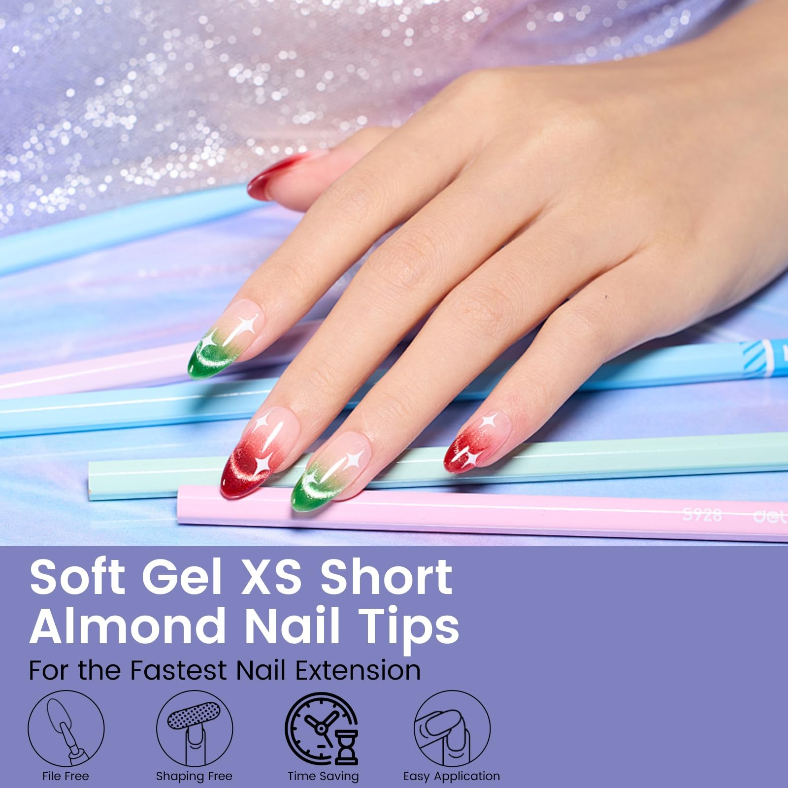 Extra Short Almond Nail Tips: 240Pcs Small Almond Shape Soft Gel Fake Nail Tips