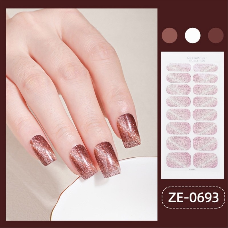 Waterproof Gels Nail Strips Nails Polish Stickers Cats Eye Nails Polish Wraps