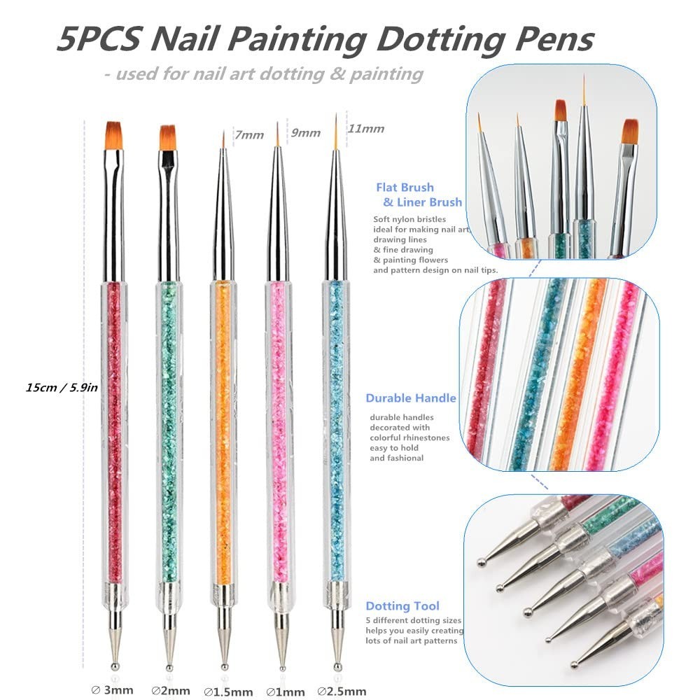 Complete 8PCS Nail Art Brush Set: Dual-Ended for Ultimate Creativity
