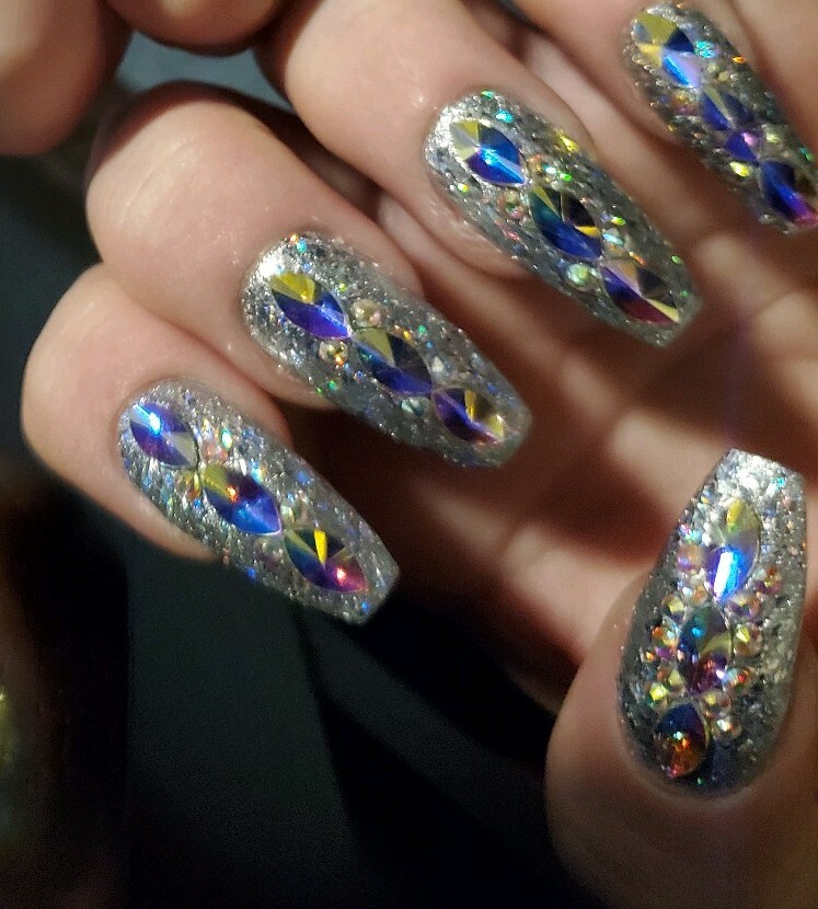 Super bling swarvoski Crystal Press On Nails – bridal coffin diamond bling set