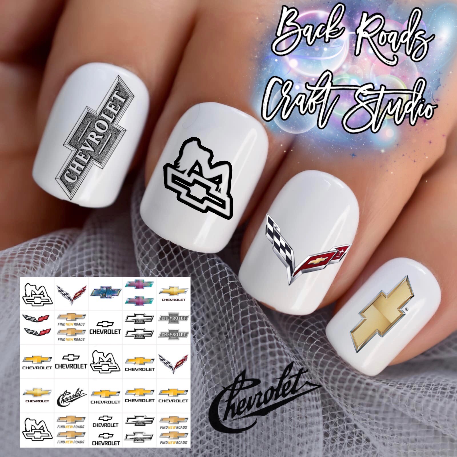 Chevrolet Waterslide Nail Decals Set of 50 Instructions and bonus