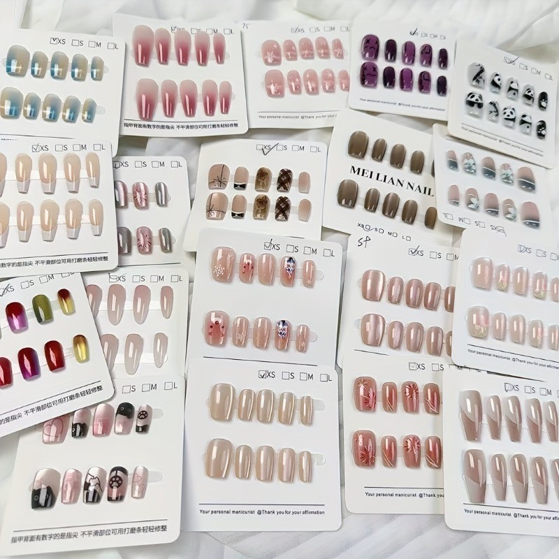 96 Random Nail Styles with Patterns Suitable for Daily Wear, Fake Nail Art