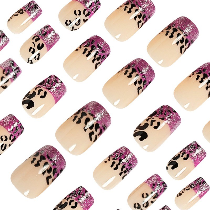 48 Pieces of Chinese Speckled French Glitter Leopard Print Wearable Nail Art