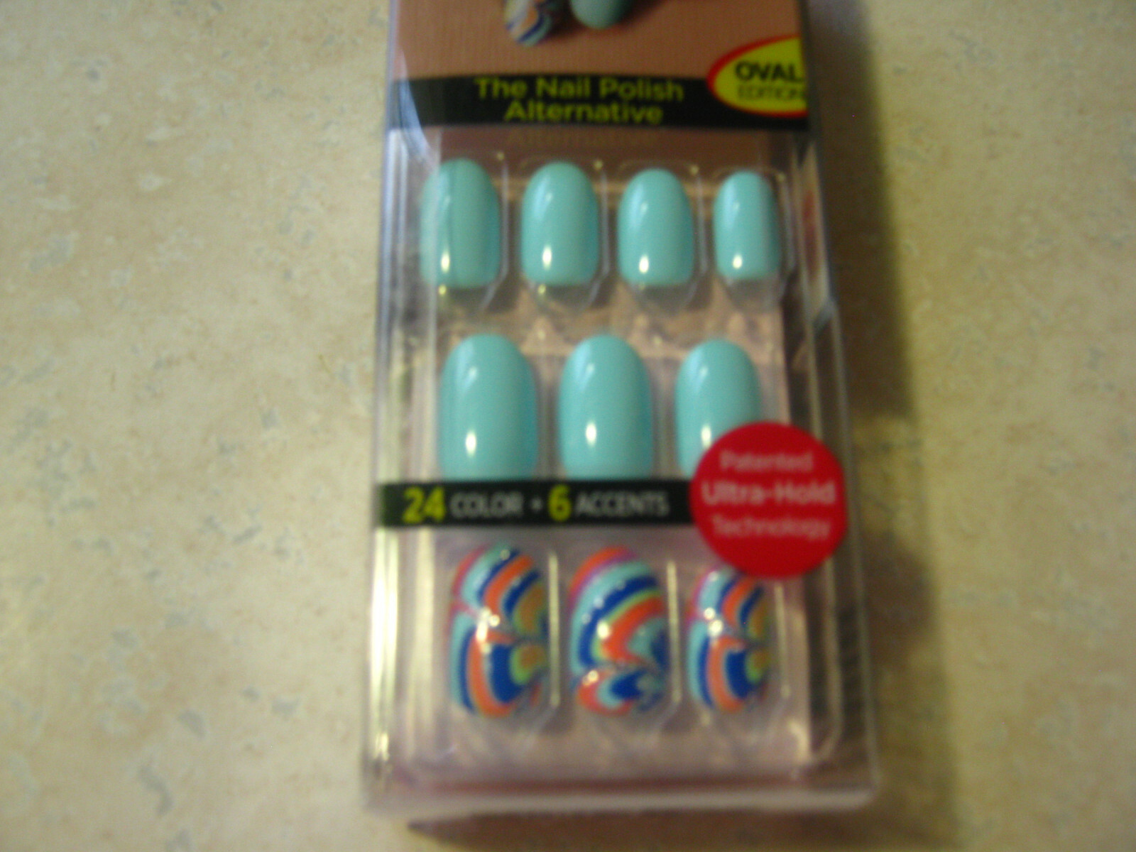1 Kiss Impress GOSSIP GIRL Press-On 30 Nails MInt Green Navy Orange Swirls 64274