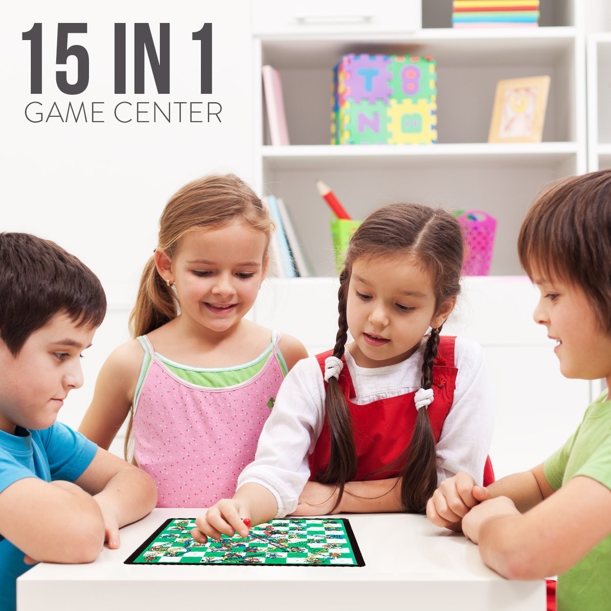 Board Game Set – Deluxe 15 in 1 13.5 inches x 13 x 6.5 inches, Black