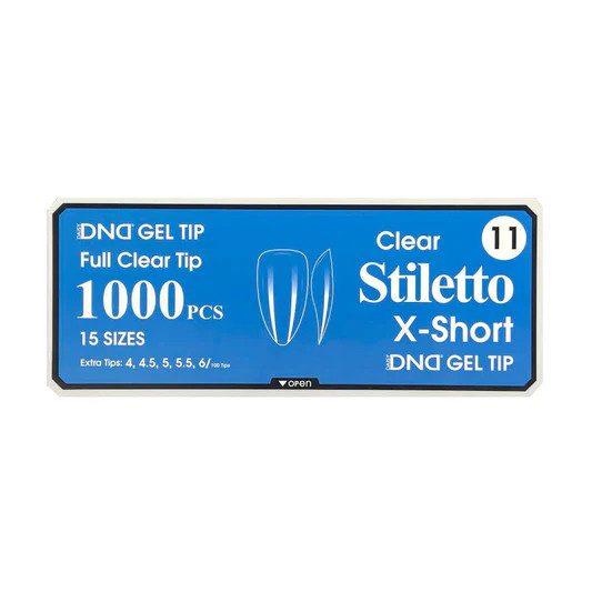 DND Gel Full Clear Tip Box #11 | Stiletto Extra Short (1000 pcs)
