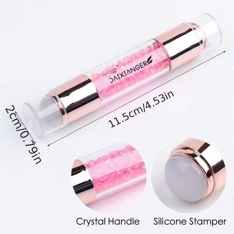 Double-Ended French Tip Nail Stamp, 2-In-1 Purple Nail Art Stamper Kit with Scra