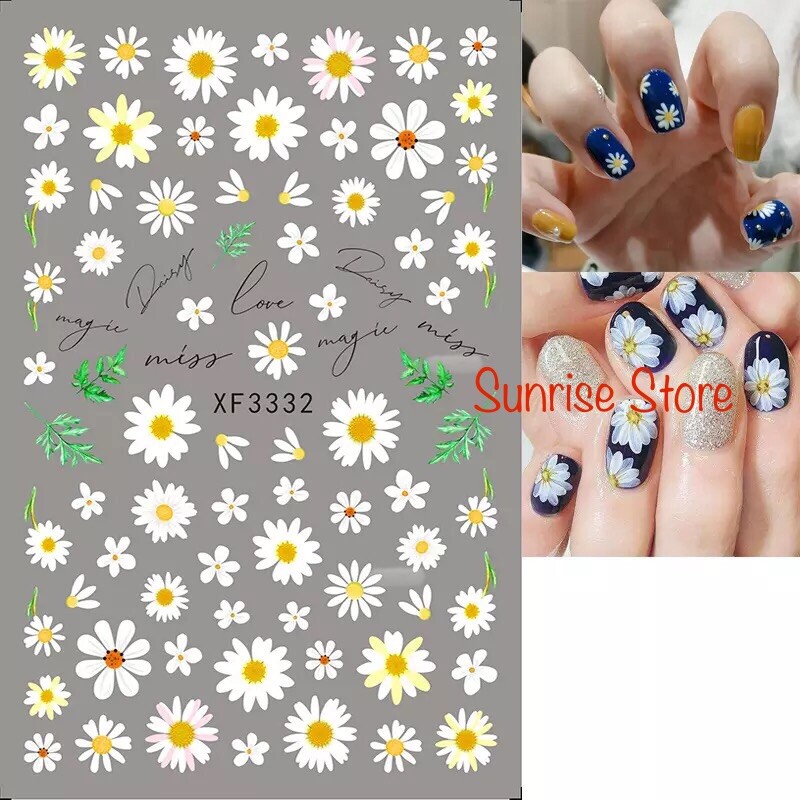 3D Nail Art Sticker Daisy Flower Floral Decals Manicure Peel & Stick DIY