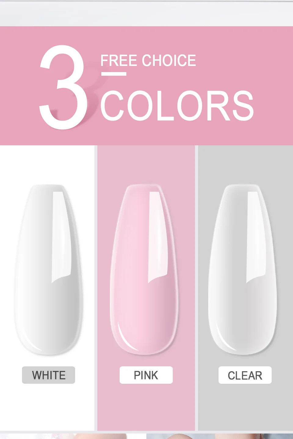 40ml Crystal Liquid With 45ml Acrylic Powder Kit Set Pink White Transparent