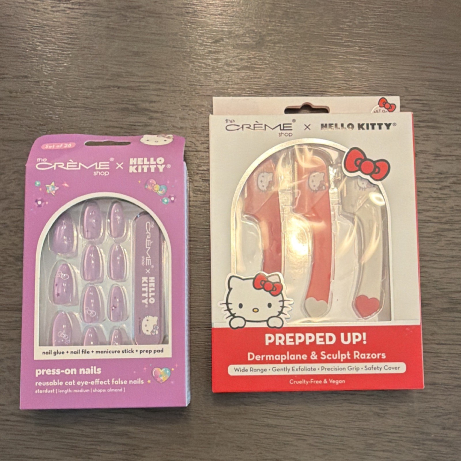 The Crème Shop x Hello Kitty Shiny Purple Almond Press-On Nails Medium, Glue