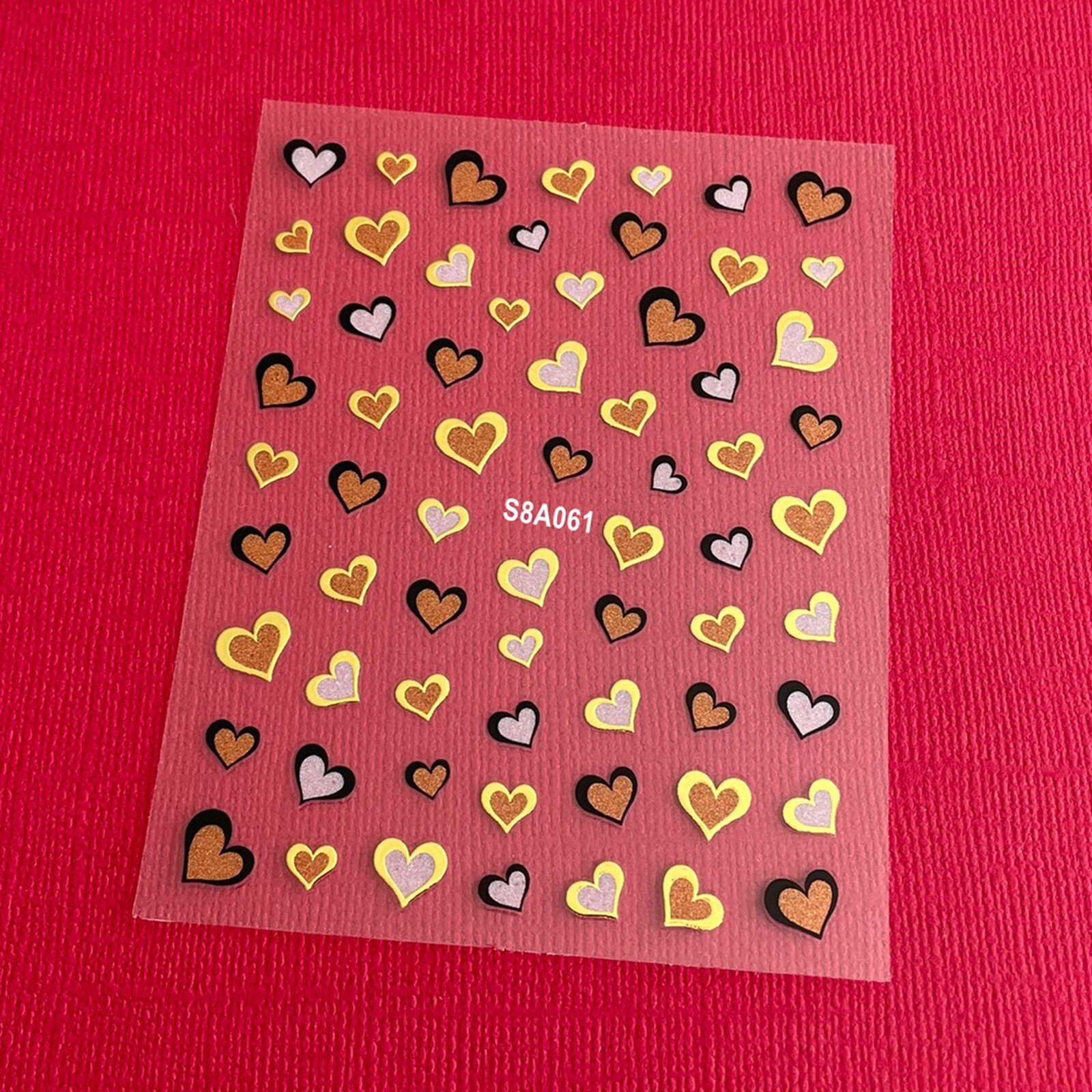Glitter Lovely Hearts Valentine’s Day Nail Sticker Rose Gold Pink Hearts