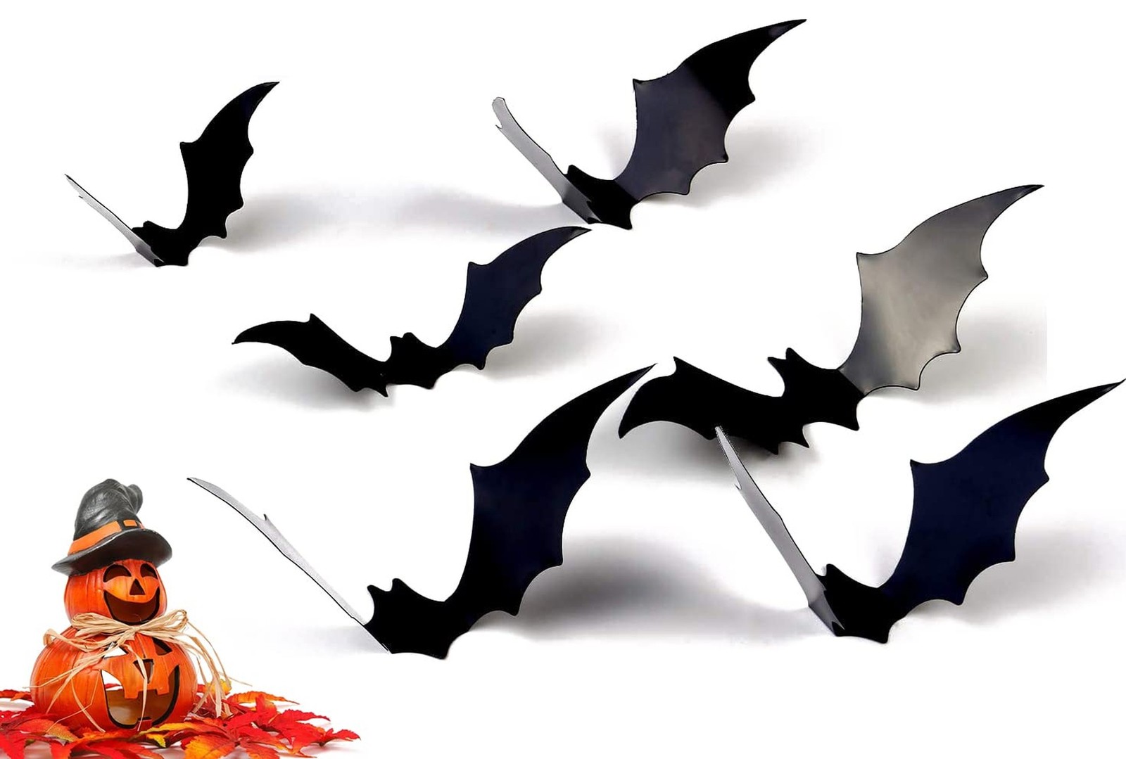 Halloween 3D Bats and Spiders ations for Indoor Outdoor, 56 Black Sticker, 12…