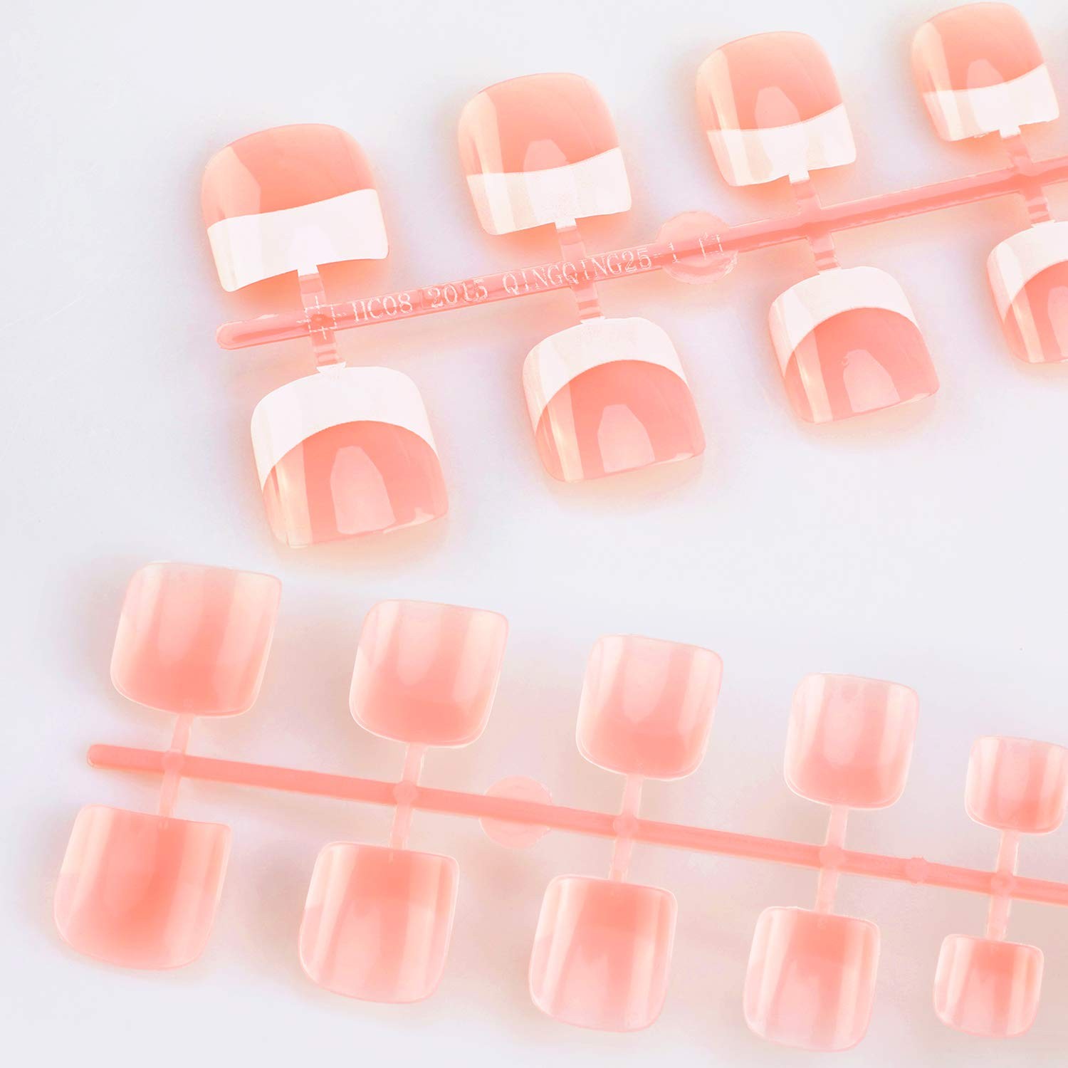 MWOOT 240Pcs Natural French Fake Nails Tips 240 Piece Assortment, White,Pink