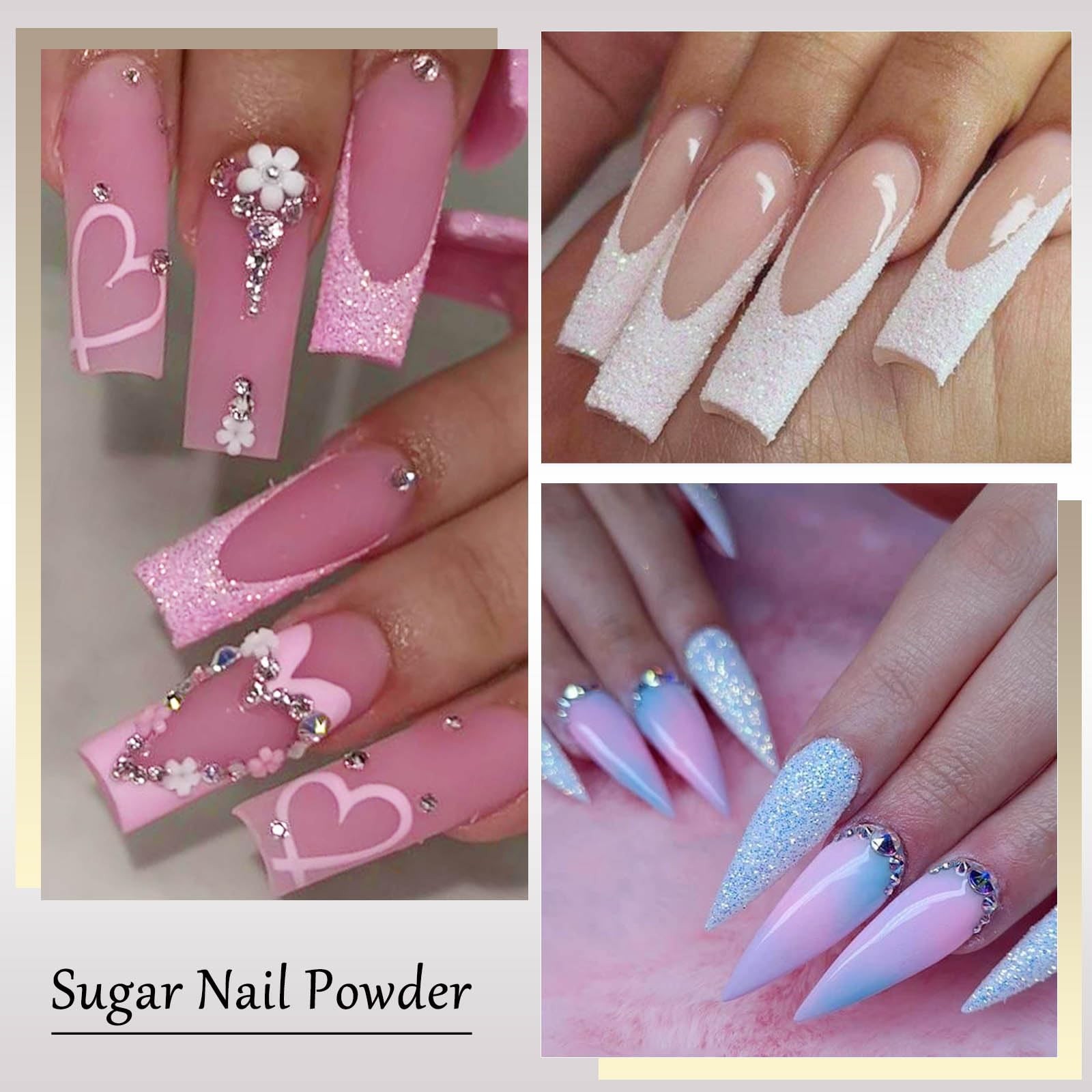 12 Colors Sugar Nail Glitter Set With Natural Abalone Shell Flakes, Holograph…