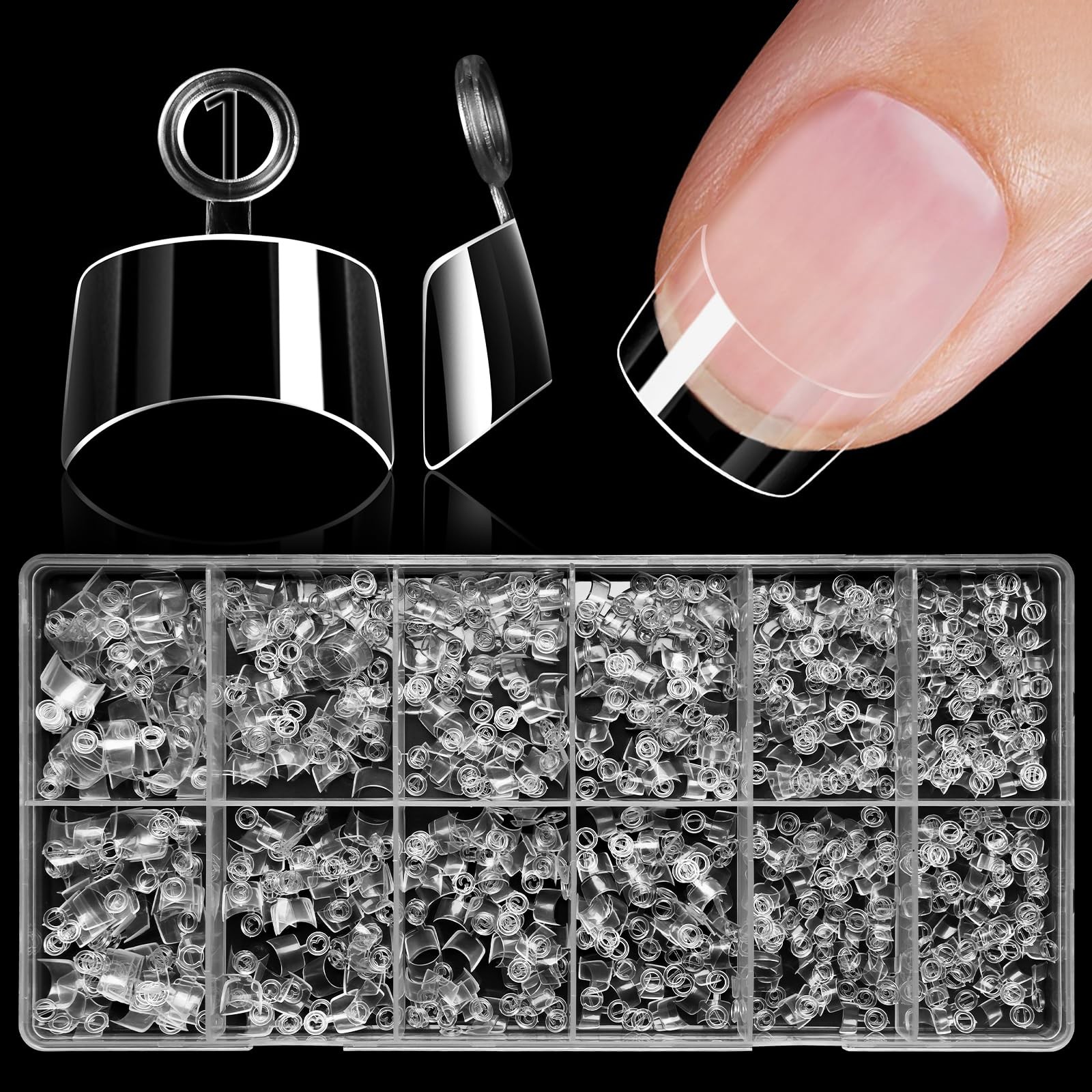 AddFavor 600pcs Extra Short Square Nail Tips, Half Cover Clear Soft Gel Nail …