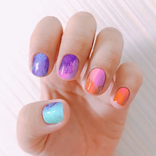 12 Sheets Gradient Nail Wraps for Women – Graffiti Stickers, Aurora Full KIT1