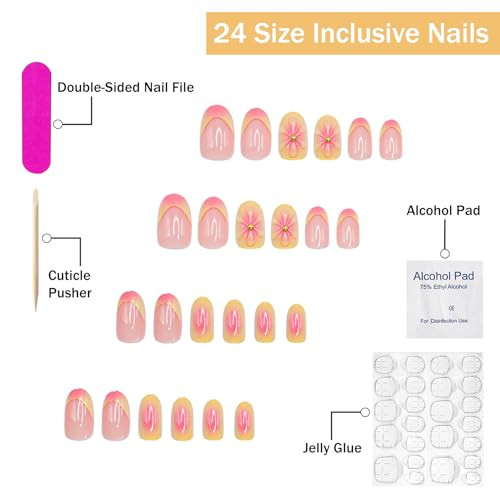 Press on Nails Short Almond SWEKKE French Tip Fake Nails False Almond Nails12