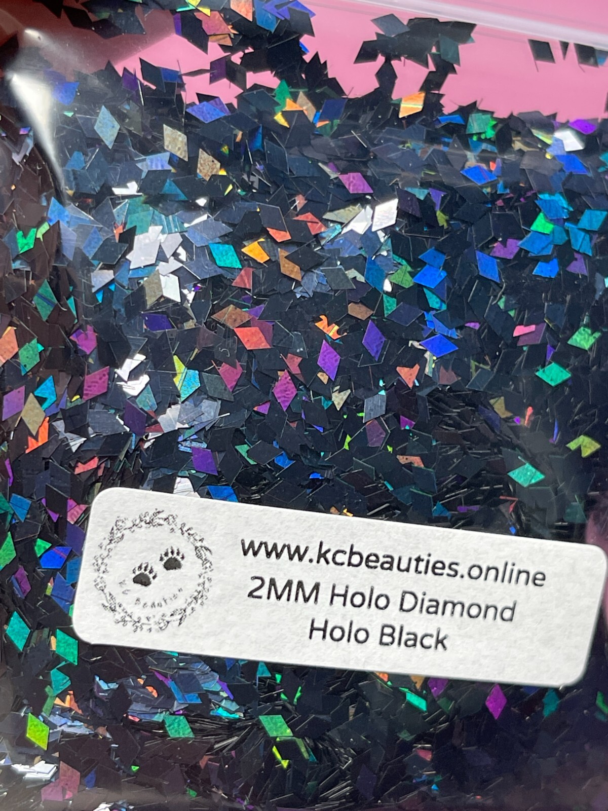 50g Solvent Resistant DIAMOND shape Glitter HOLO BLACK Nail Art Craft