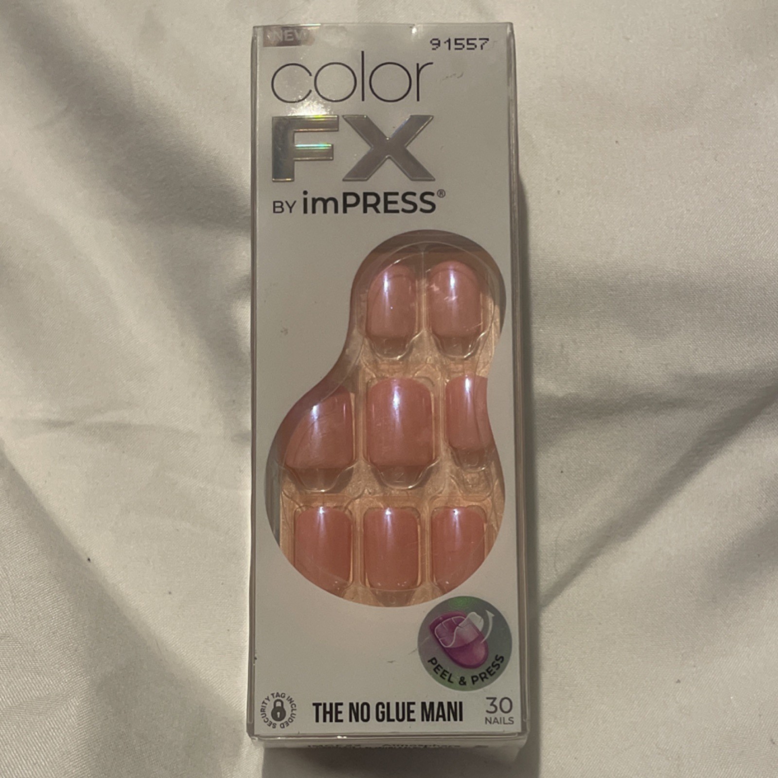 imPRESS Press-On Nails Peach Shiny Atmosphere IMCF22 Full Cover Square 30