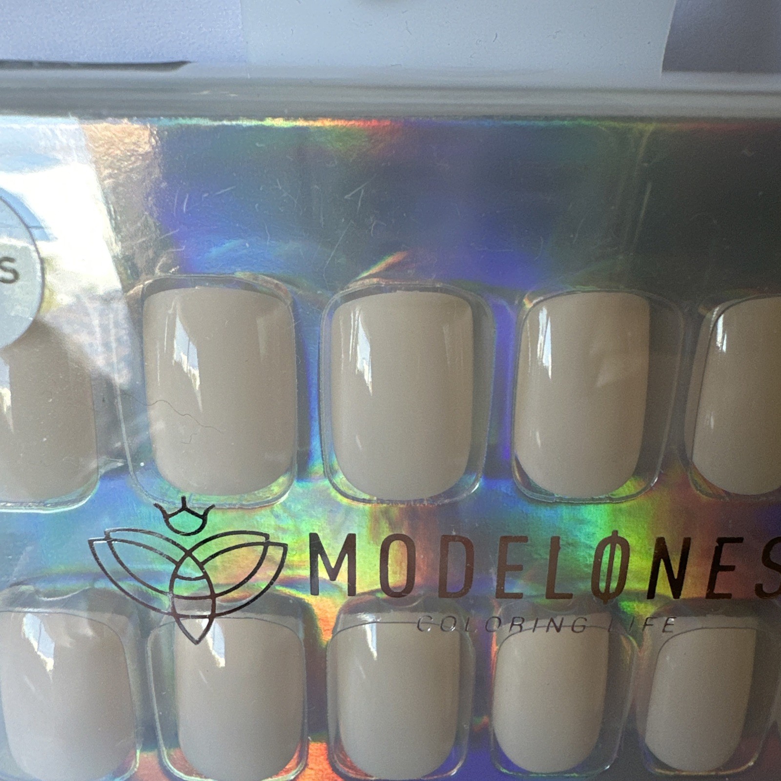 Modelones White Press on Nails, Short Square Fake A1-Point Pink