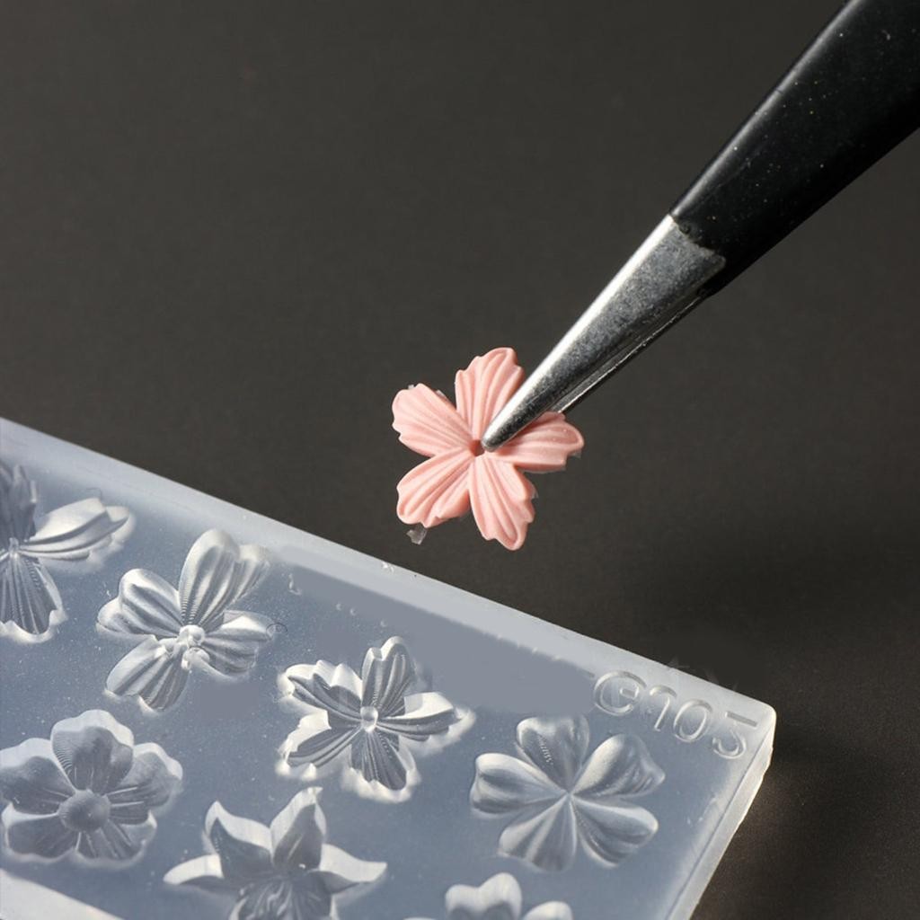 2PCS DIY Silicone Nail Art Moulds Flower Texture Template for Beauticians Salon