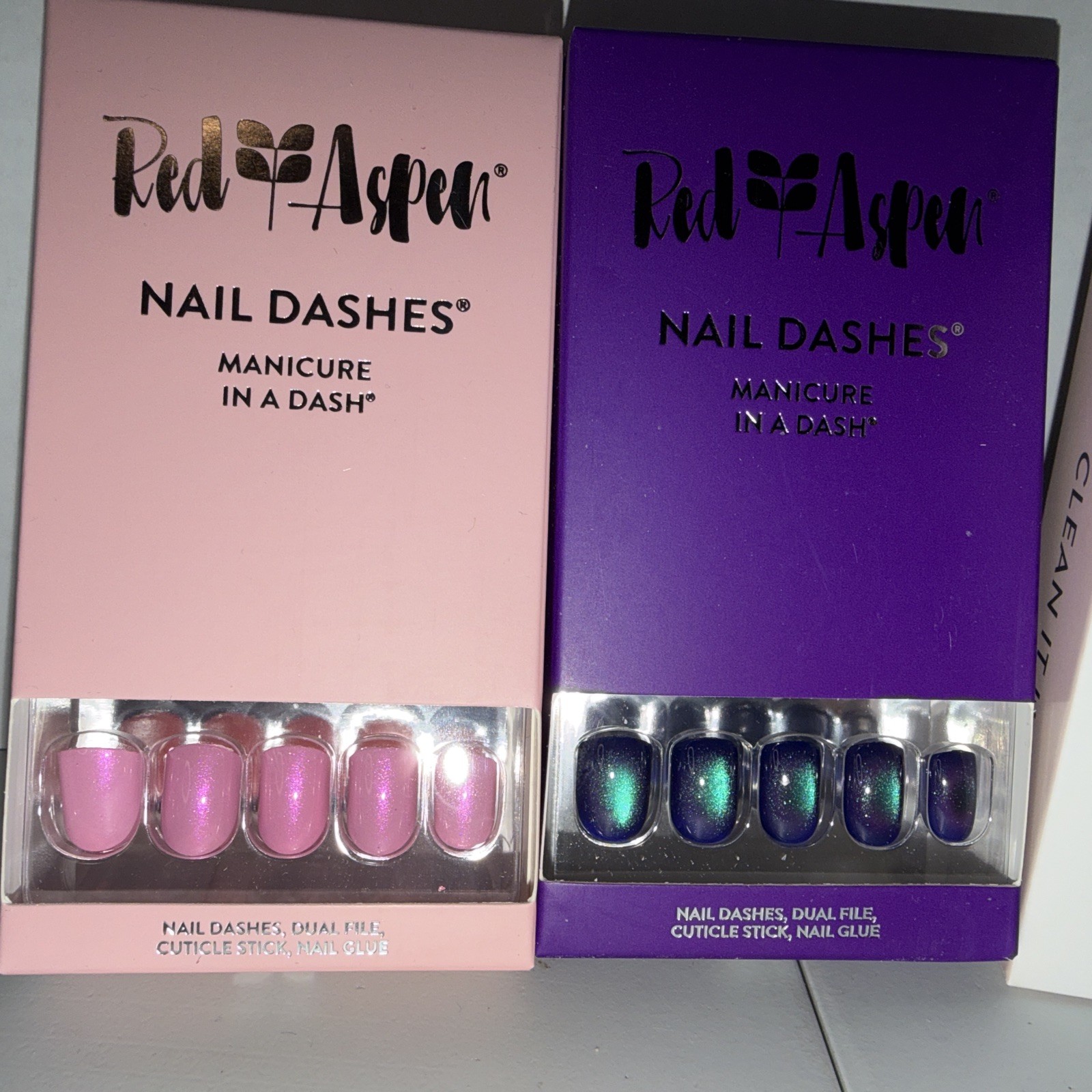 Red Aspen Press On Nails – Lot Of 2 & Cuticle Remover. New In Box. Lot 9