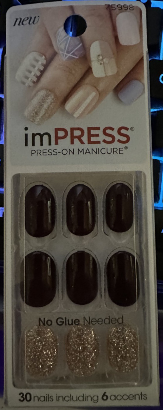 Kiss Short Red burgundy Gloss Almond manicure press on