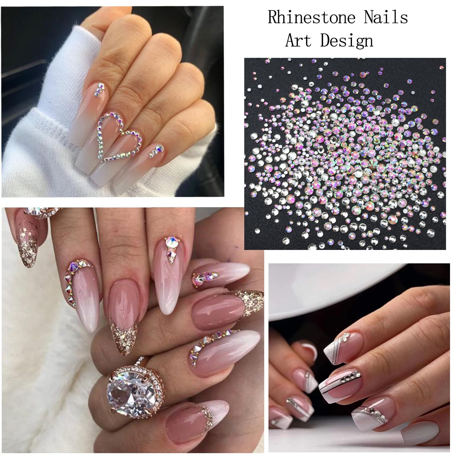 4 Boxes Flatback Rhinestones and Pearls Nail Charms for Acrylics – Crystals, …