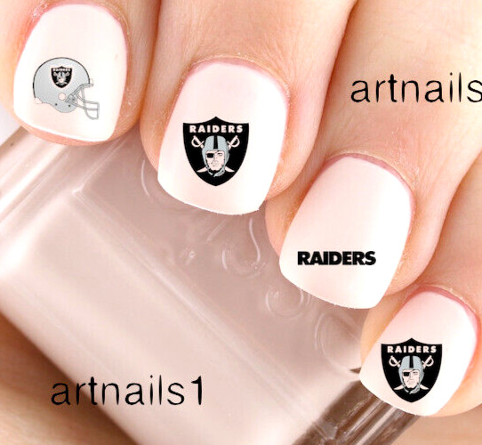 Oakland Raiders Football Sports Team Nail Stickers Art Water Decals Salon Mani
