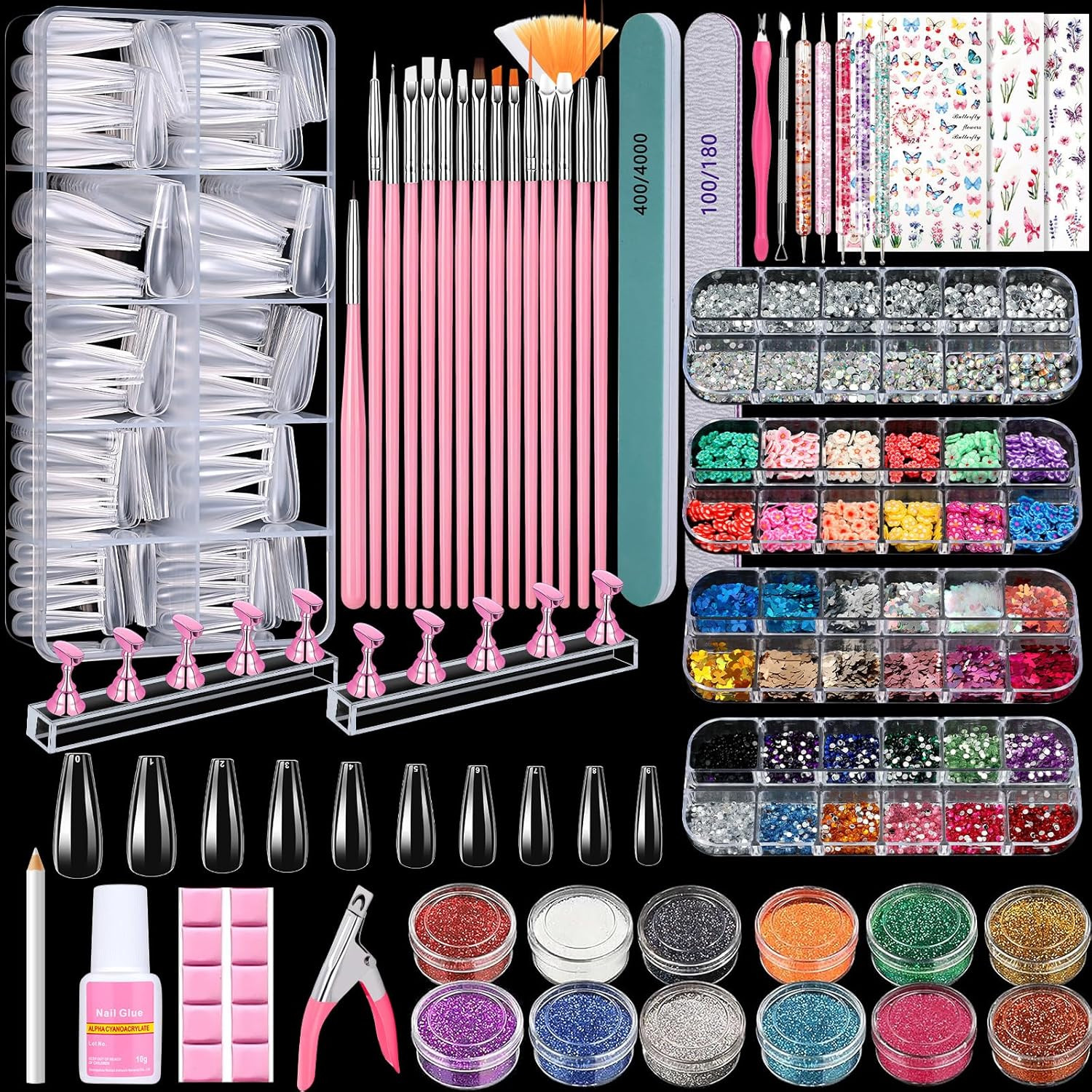 Acrylic Nails Kit Press on Nail Kit with Clear Coffin Nail Tips Nail Display St