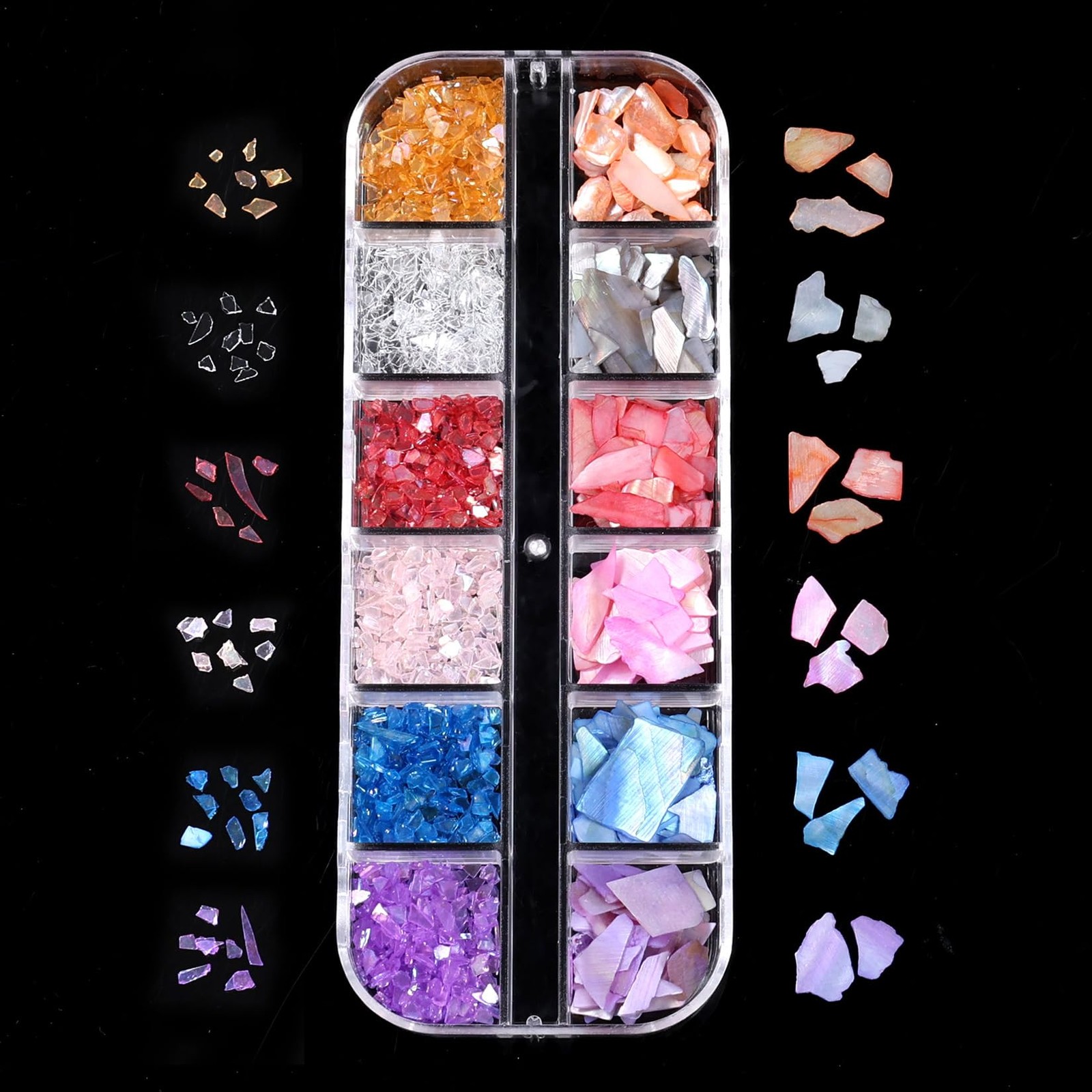 Shell Nail Glitter Flakes Set Summer Beach Ocean Holographic Iridescent Shell…
