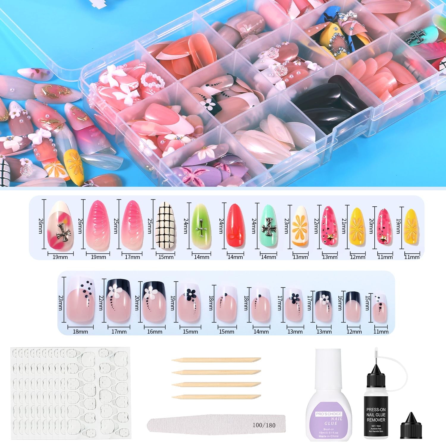 Matte Shimmer Full Cover Reusable Press On Acrylic Nails
