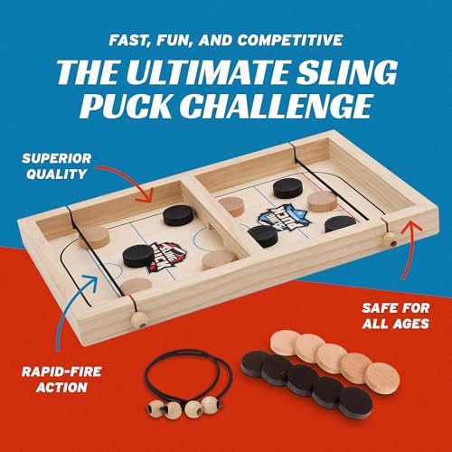Fast Sling Puck Game 14 Inches Small Size – Super Winner Small, Natural