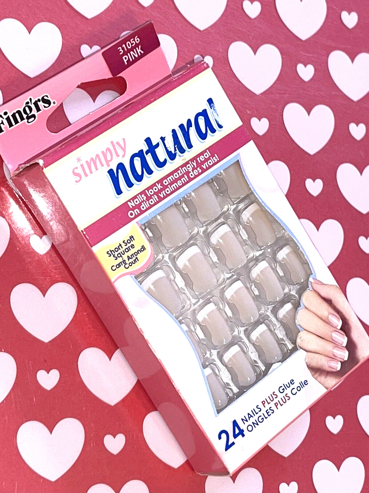Fing’rs Simply Natural 24 Nails Look Amazingly Real 31056 PINK *1 EXTRA GLUE INC