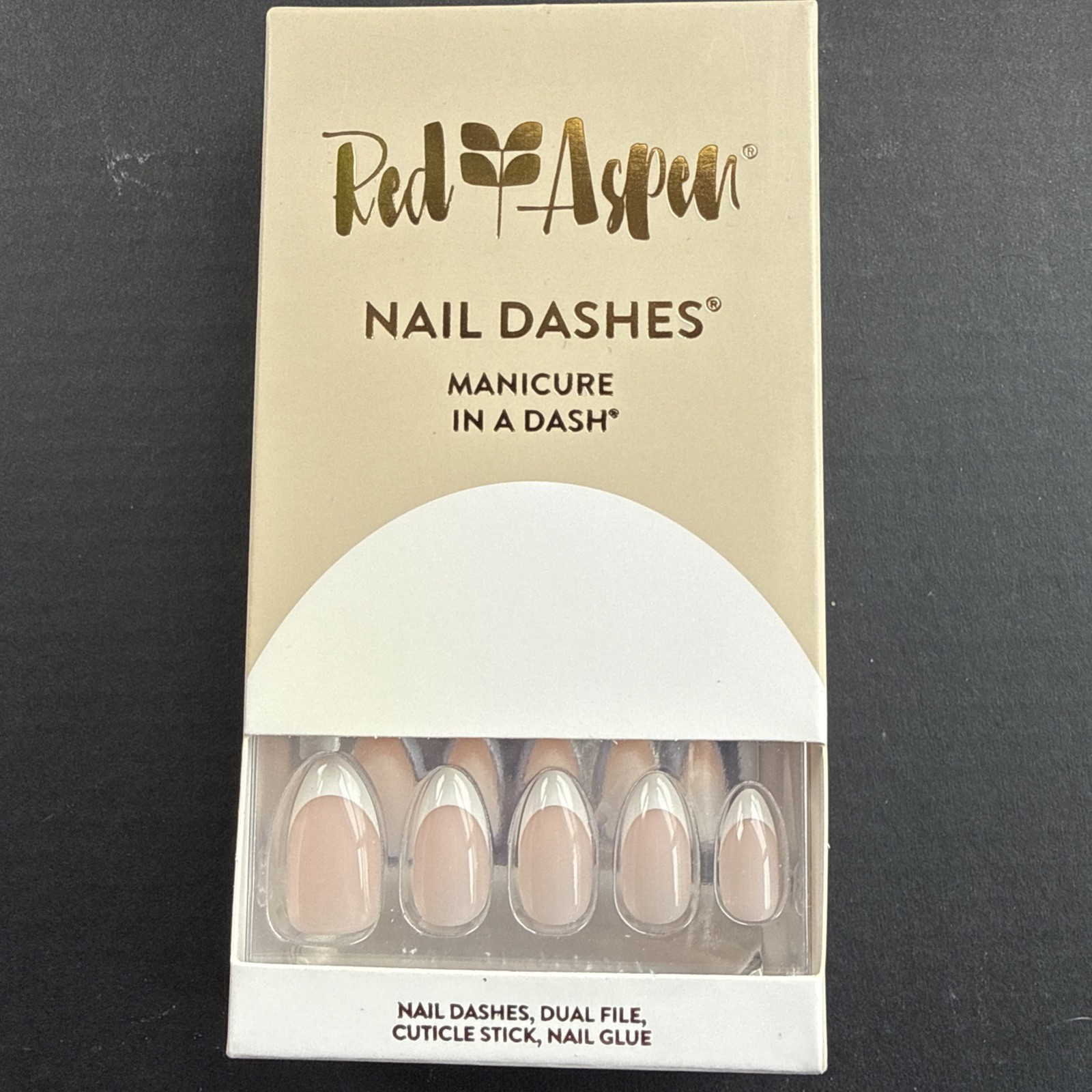RED ASPEN Press On Nails Classic French Tammy ~Medium~Almond ~French Manicure