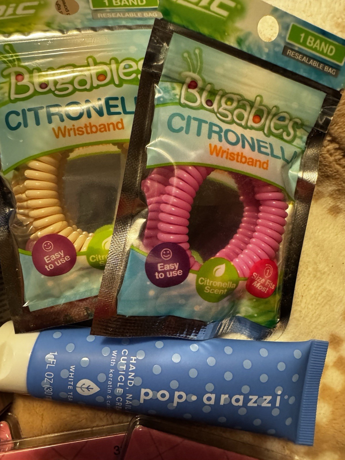 Nail & Toe Decals-2 Sheets+hand/cuticle cream +nail prep+2 bug repel wristbands