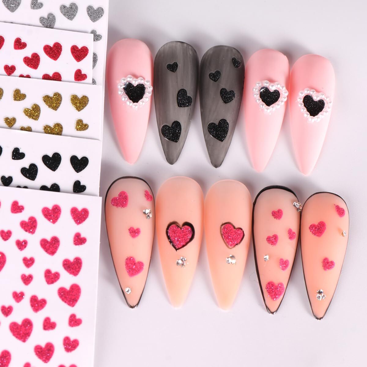 Valentine’s Day Heart Nail Art Decals Self-Adhesive DIY Manicure Decorations