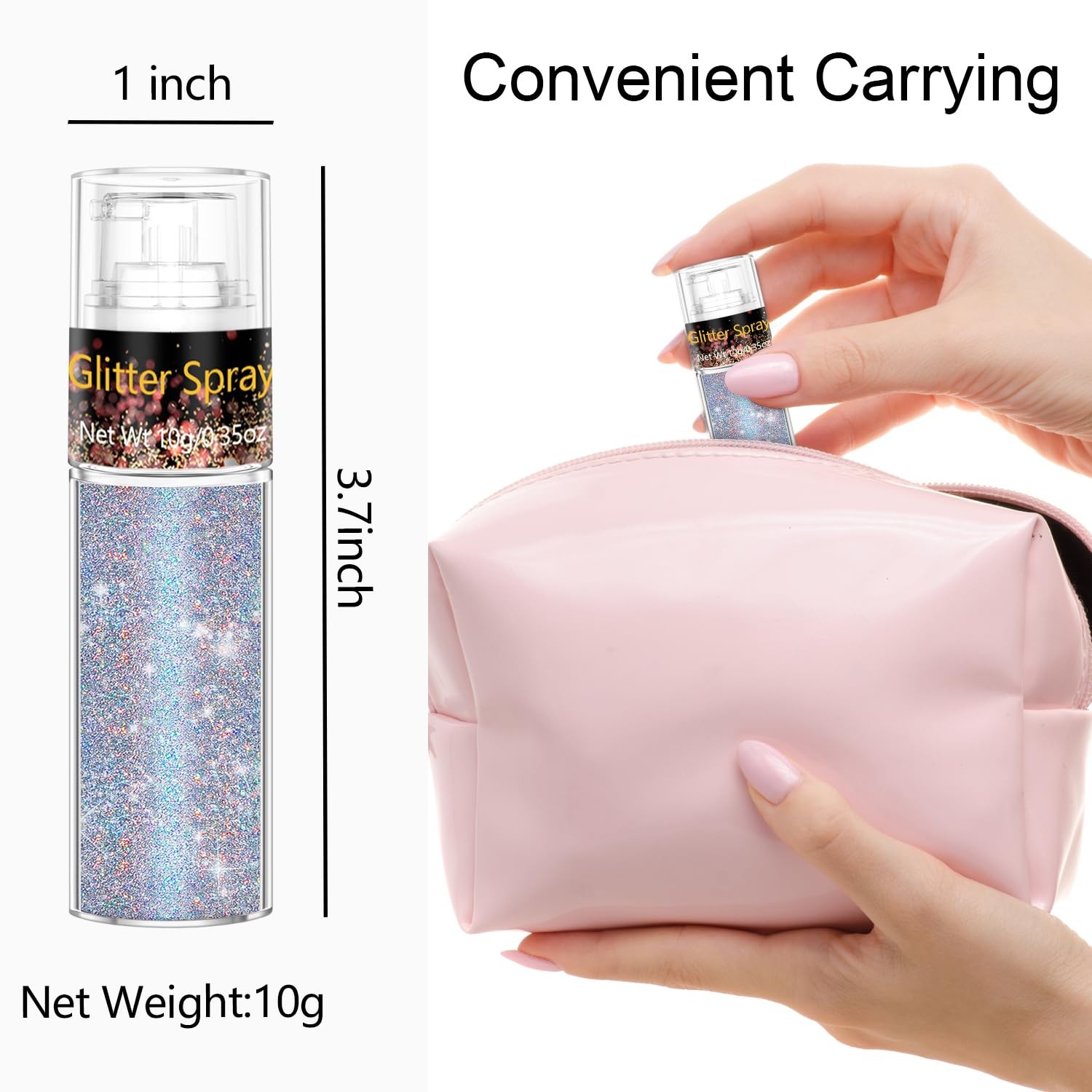 Hair and Body Glitter Spray, 1PC Glint-Rainbow Glitter Hairspray Dry Powder M…
