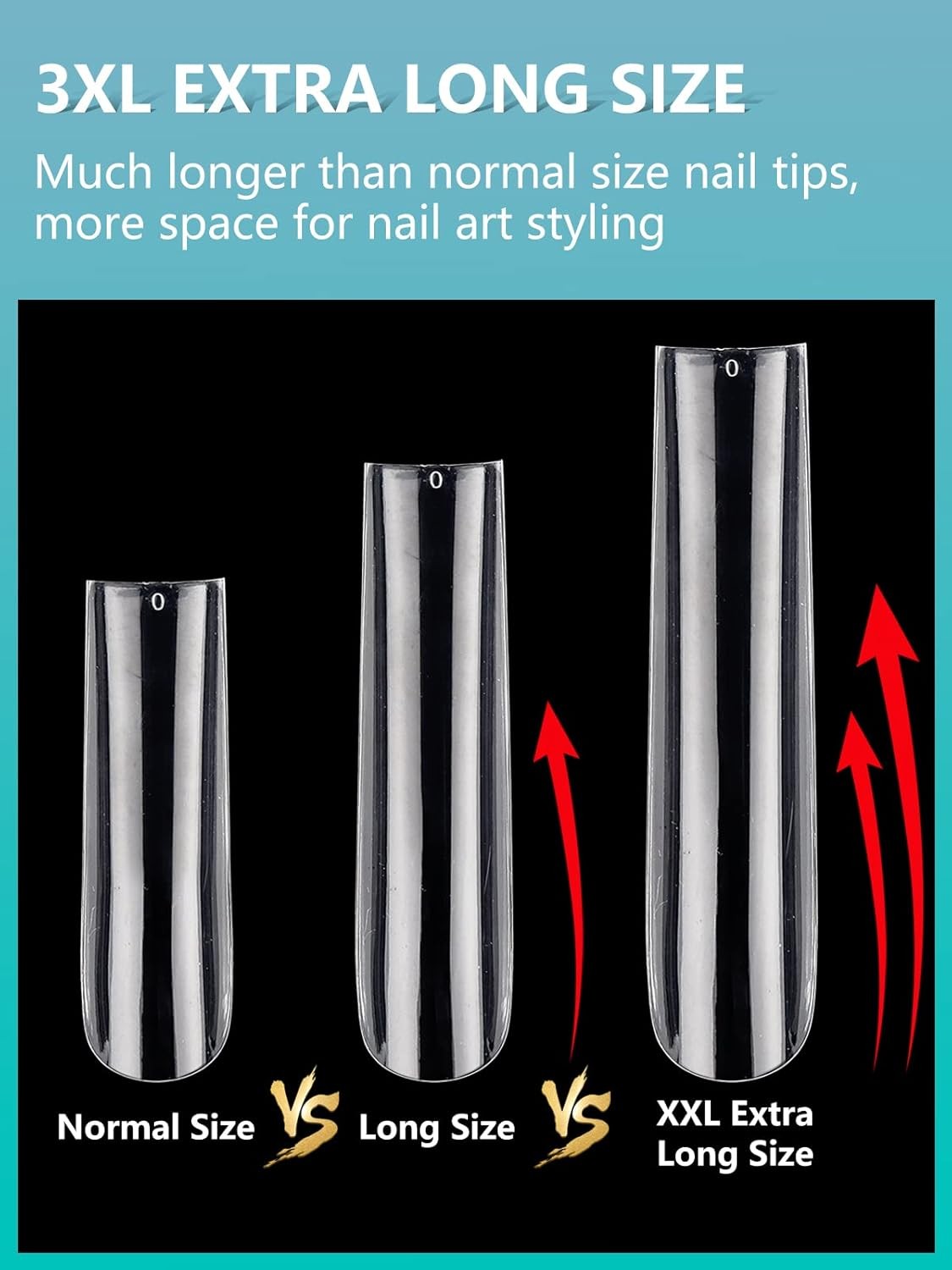 3XL Clear Nail Tips for Acrylic Nails Profal, XXXL Extra Long