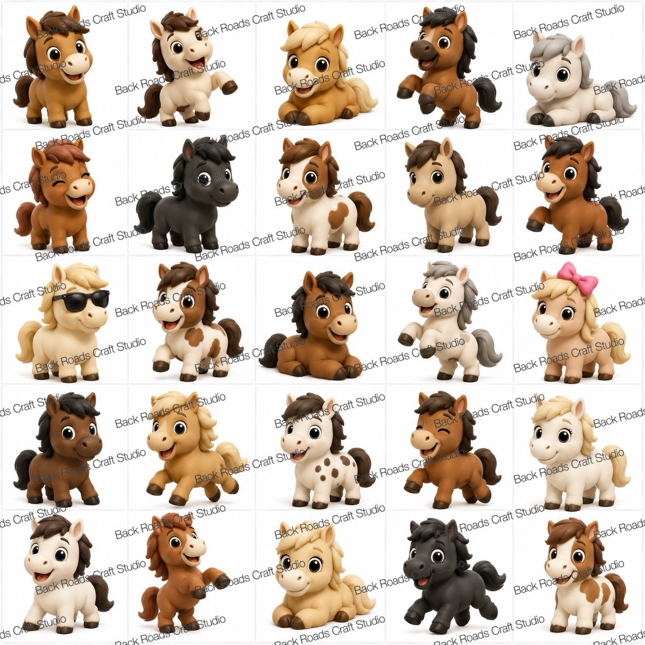 Mini Horses Pony Waterslide Finger Nail Decals Instructions Bonus (set of 50) JM
