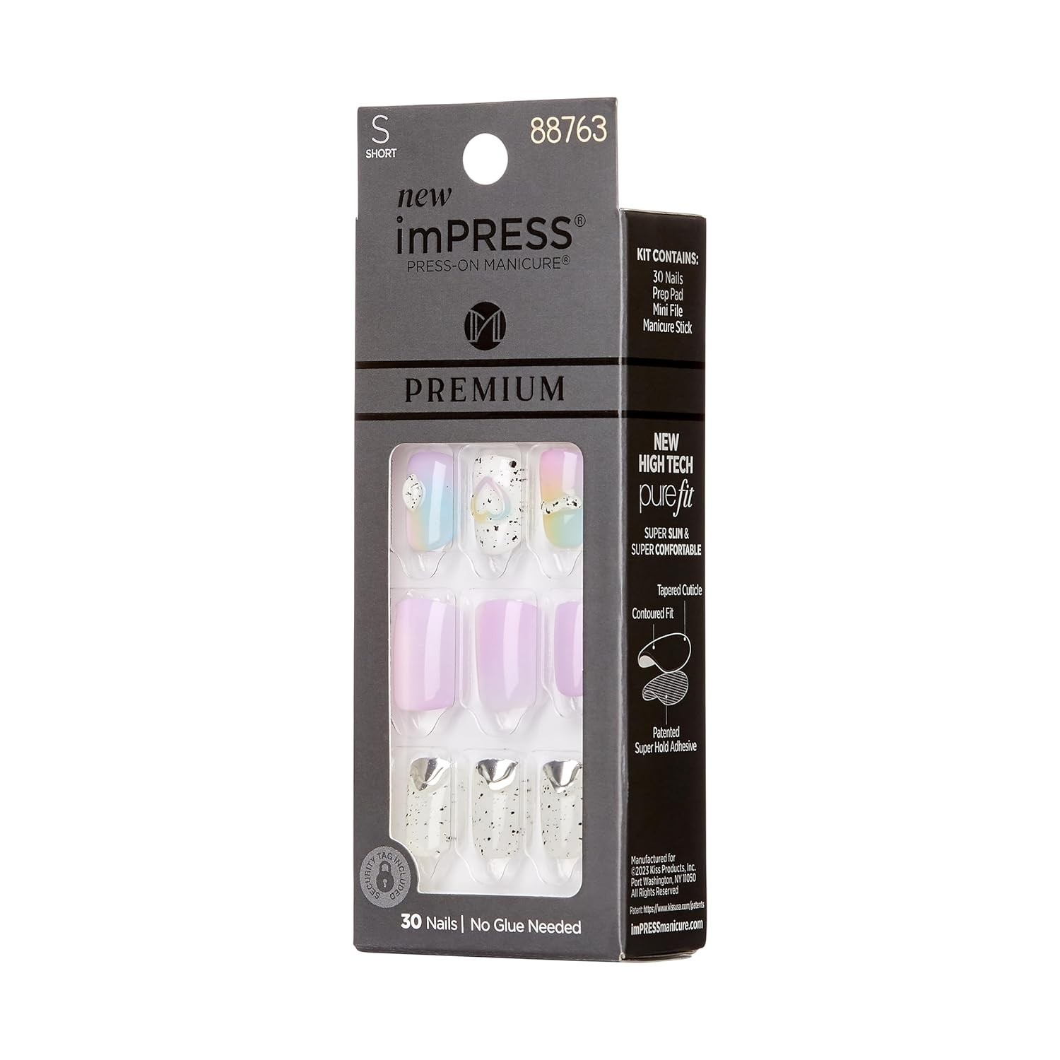 Pack 2 Kiss imPRESS Premium Edition, Sweet Life, Short Manicure Press-On Nails