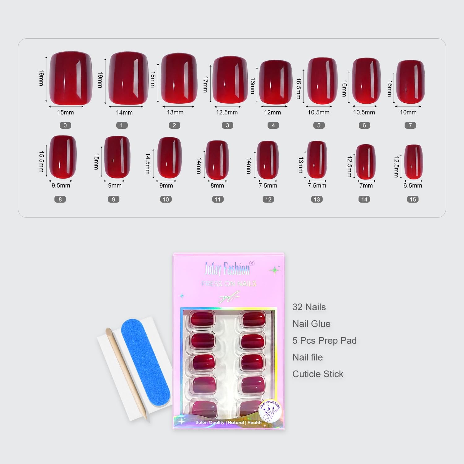 Press On Nails Short – Jofay Fashion Acrylic Press On Nails Red, Square Glue On