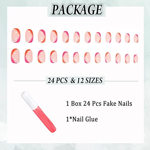 Oval Press on Nails Short French Fake Nails Glossy Nude Ombre False Clear,Pink