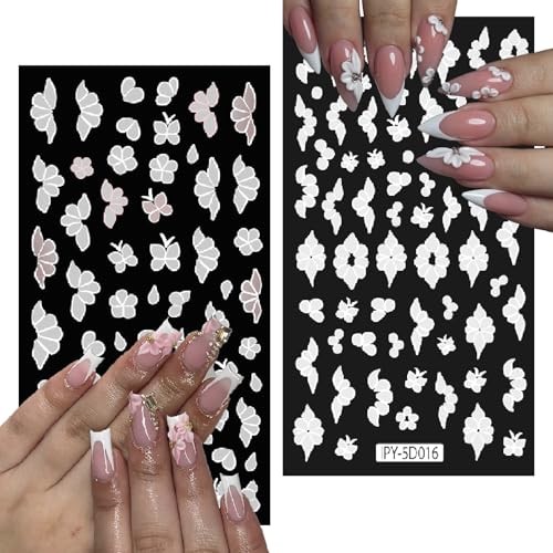 6 Sheets Flower Nail Art Stickers Decals 5D Embossed Self-Adhsive Coloful-03
