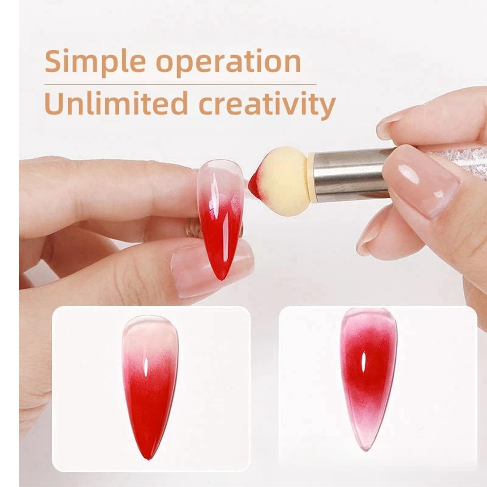 3Pcs Acrylic Nail Brush Set，UV Nail Ombre Brush，Double-Head Sponge Pen，Manicu…
