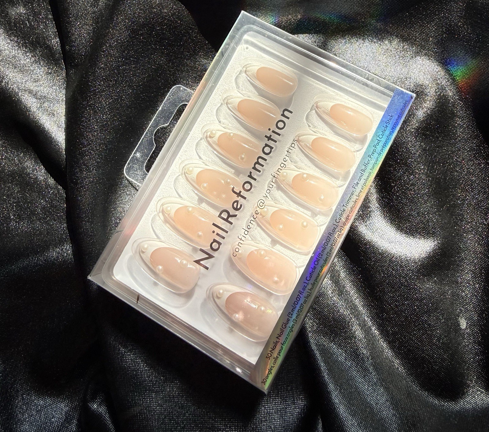 Nail Reformation Press On Nails, French Almond w/pearls~Includes Free Gifts💝