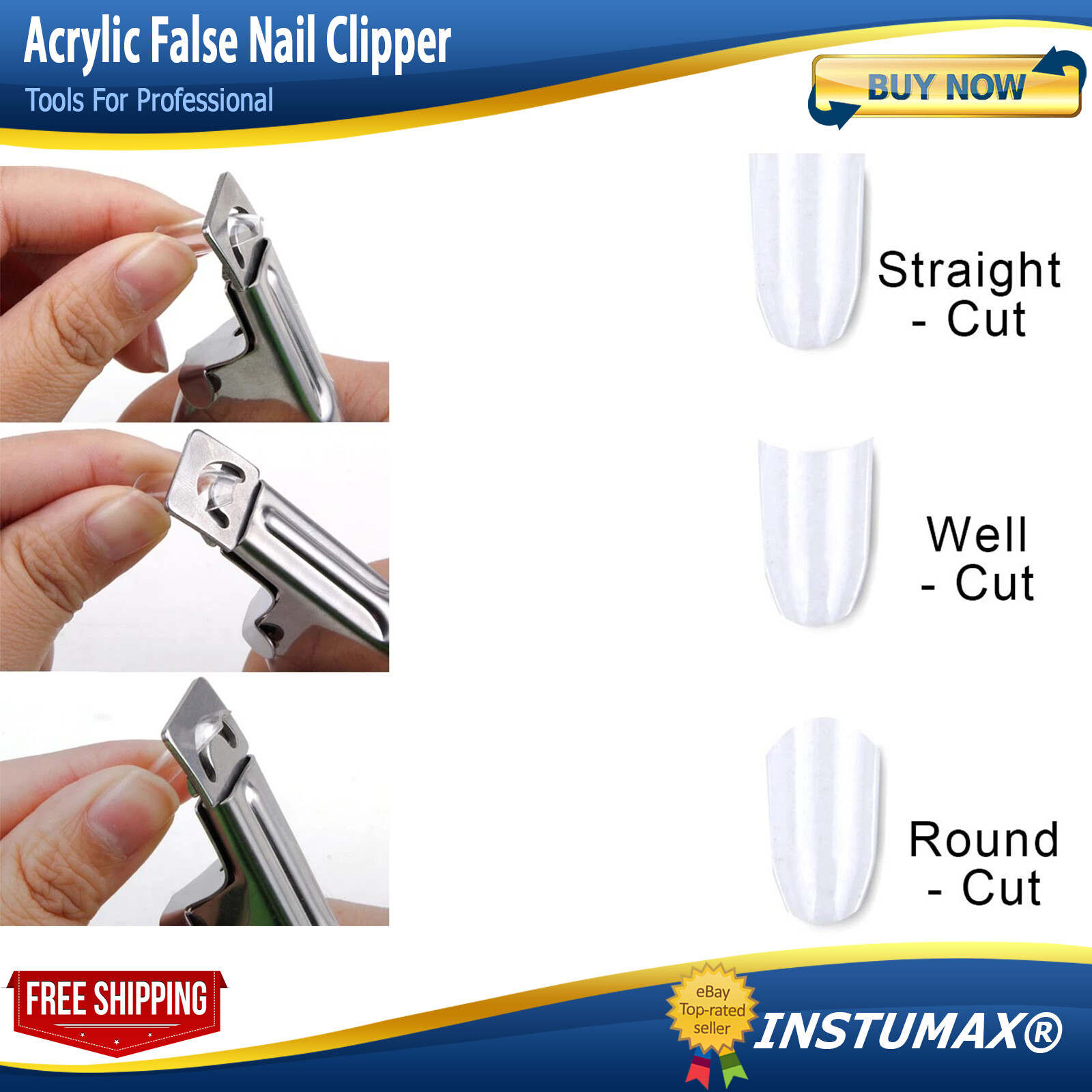 MANICURE TIPS CUTTER ACRYLIC NAIL SCISSORS FALSE NAIL CLIPPER U EDGE USA SELLER