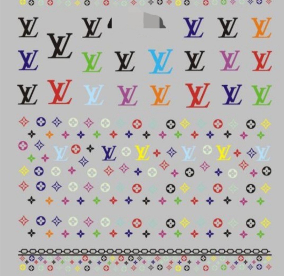 NWT NAIL ART DESIGN SELF-SEAL STICKERS N°23 BLACK/BRIGHT COLORS!